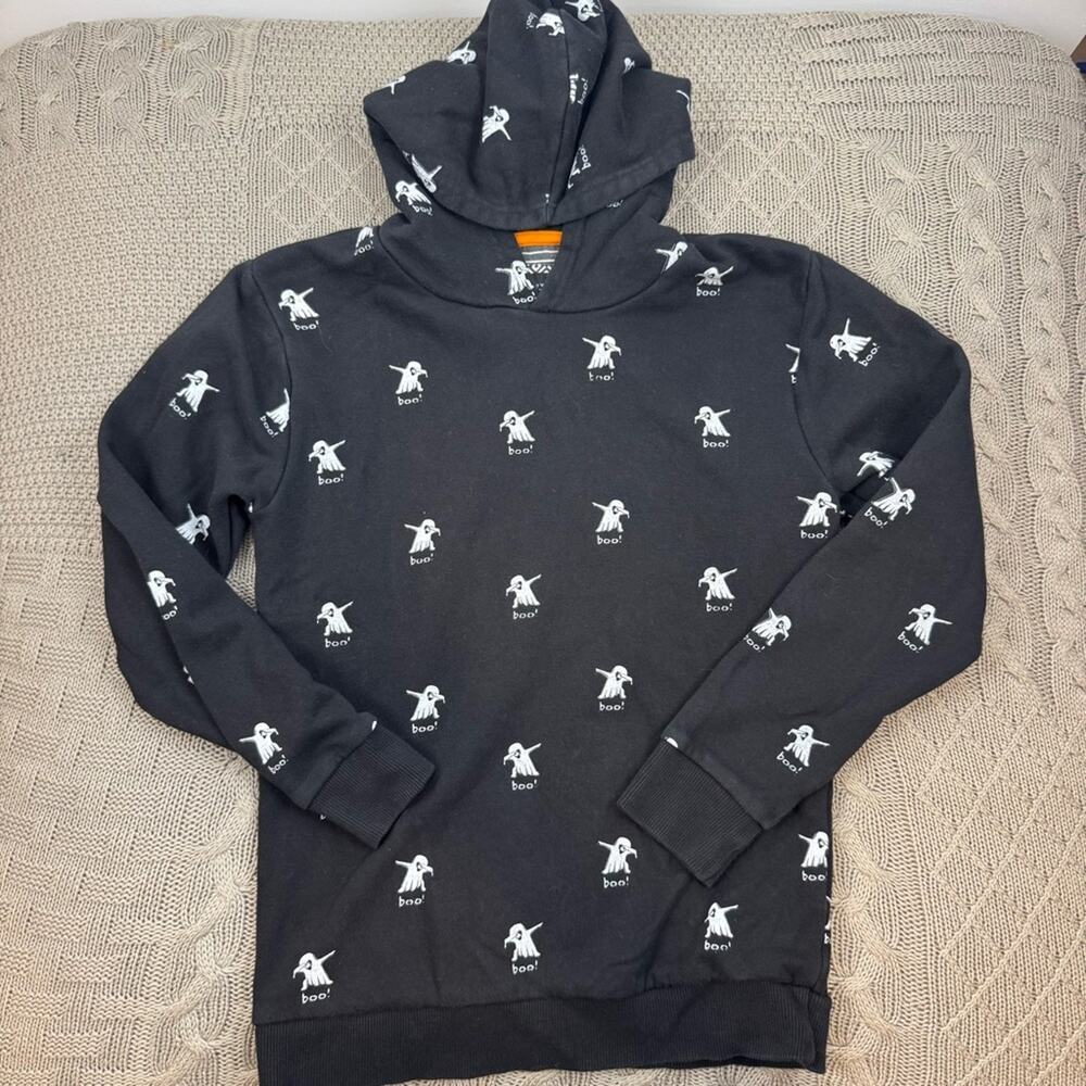 Denim & Flower Black Hoodie with Ghosts and “Boo” ~ 9/10